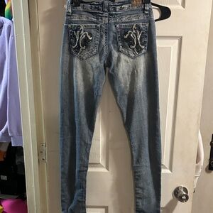 Reign Blue Skinny Jeans with Embroidery